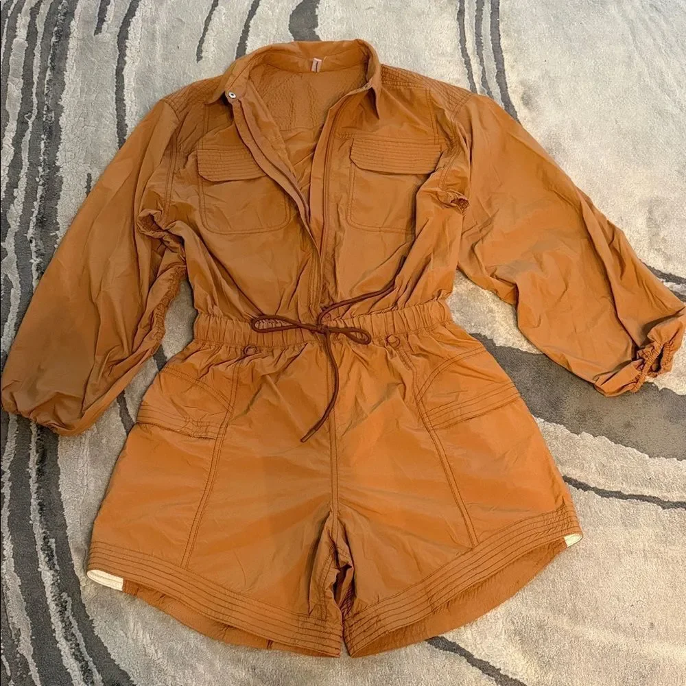 NWOT Free People In The Wild Shortsie Romper Long Sleeve One Piece